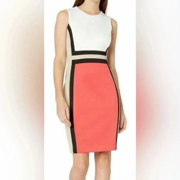 Calvin Klein Color Block Dress Size 4 - Picture 2 of 9